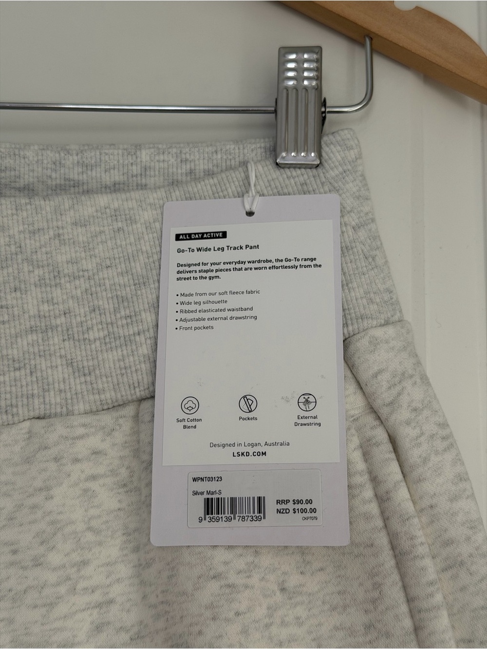 LSKD Go-To Wide Leg Track Pant in Silver Marl, Size Small - Picture 9 of 12
